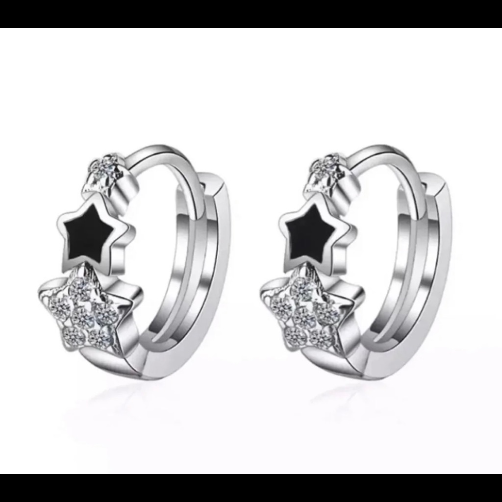 Sterling Silver Stars Huggie Earrings